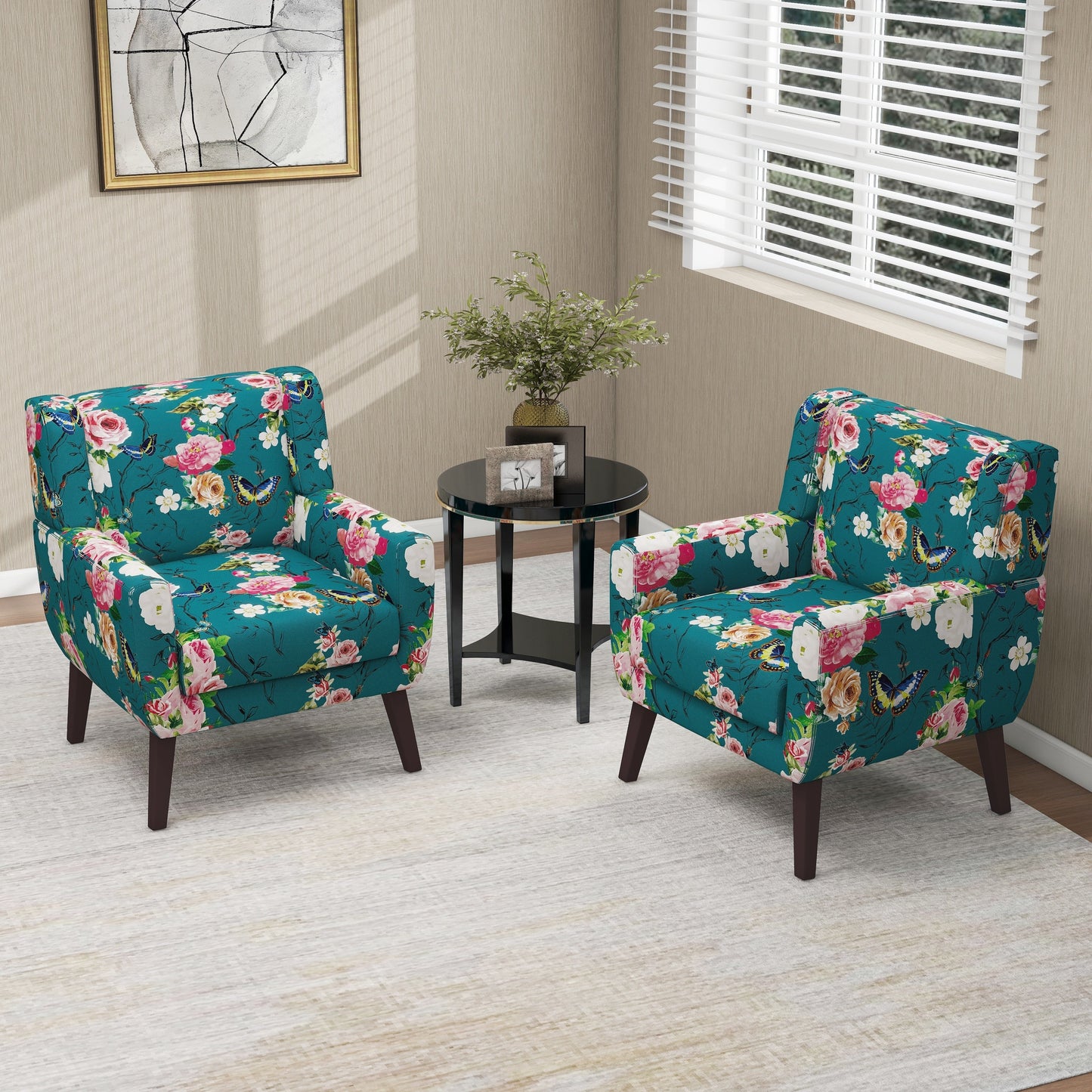 Cotton/ Linen Look Fabric Modern Accent Chair Armchair