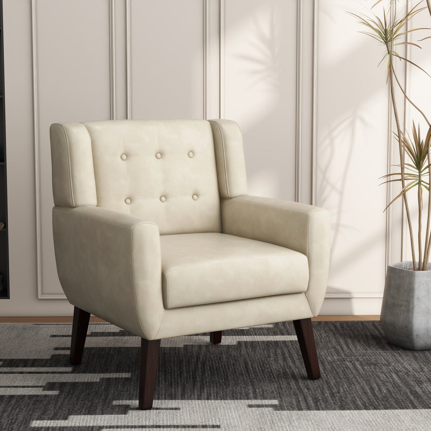 Cotton/ Linen Look Fabric Modern Accent Chair Armchair
