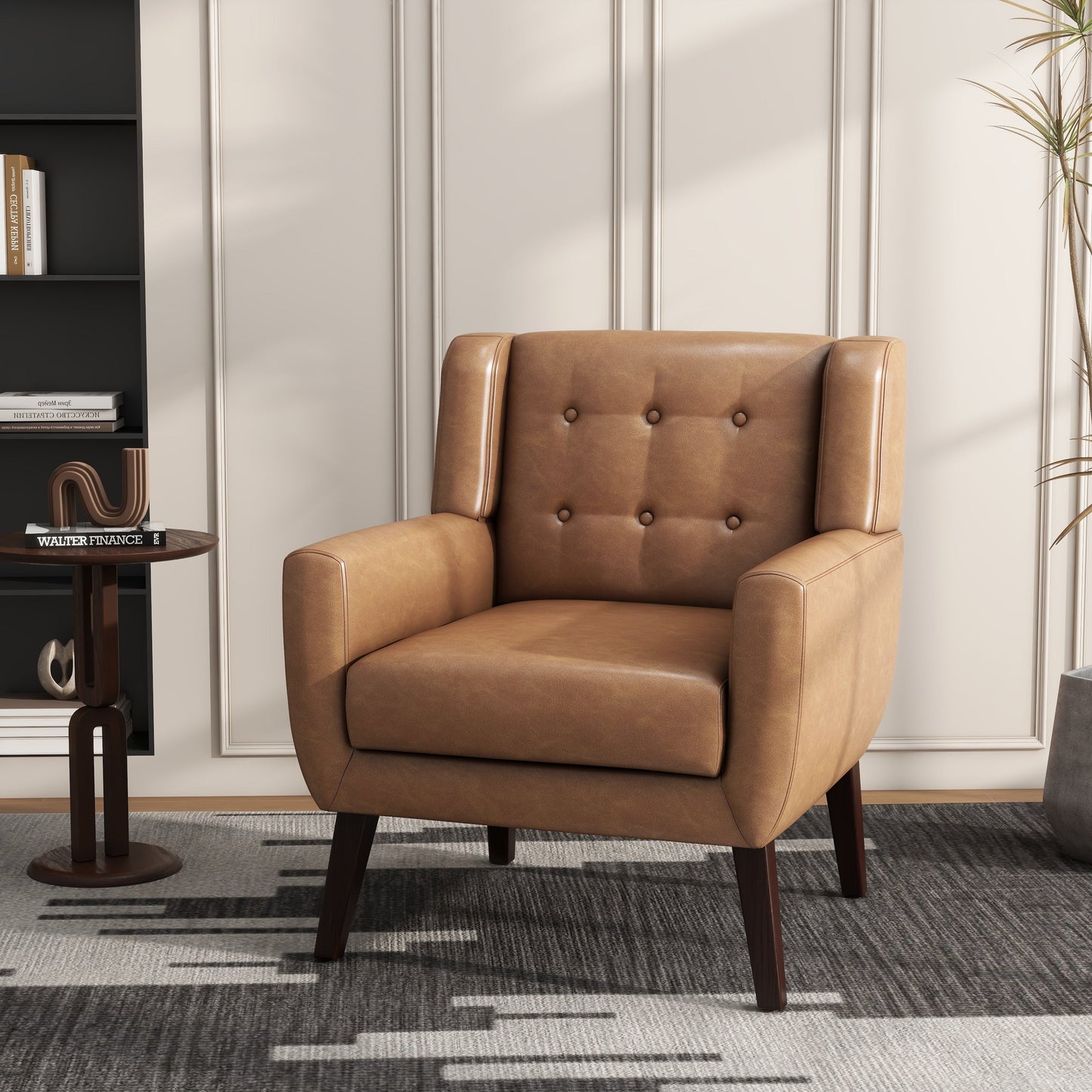 Cotton/ Linen Look Fabric Modern Accent Chair Armchair