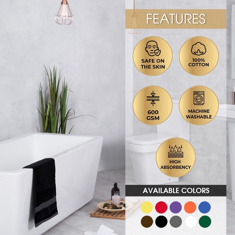 Cotton 600GSM Bathroom Hand Towel 18X28 Inch by Ample Decor