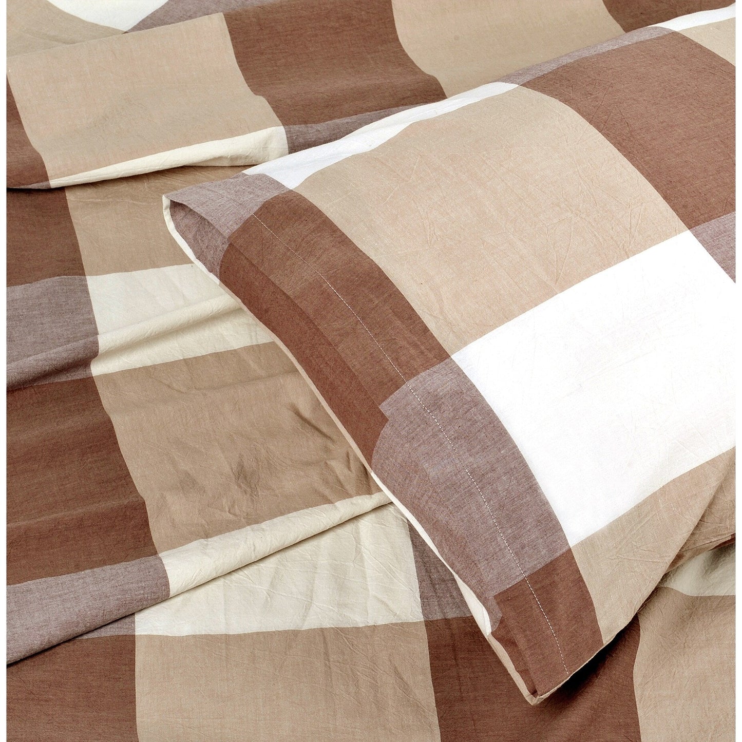 Cotton Plaid Windowpane Check 3-piece Duvet Cover Set