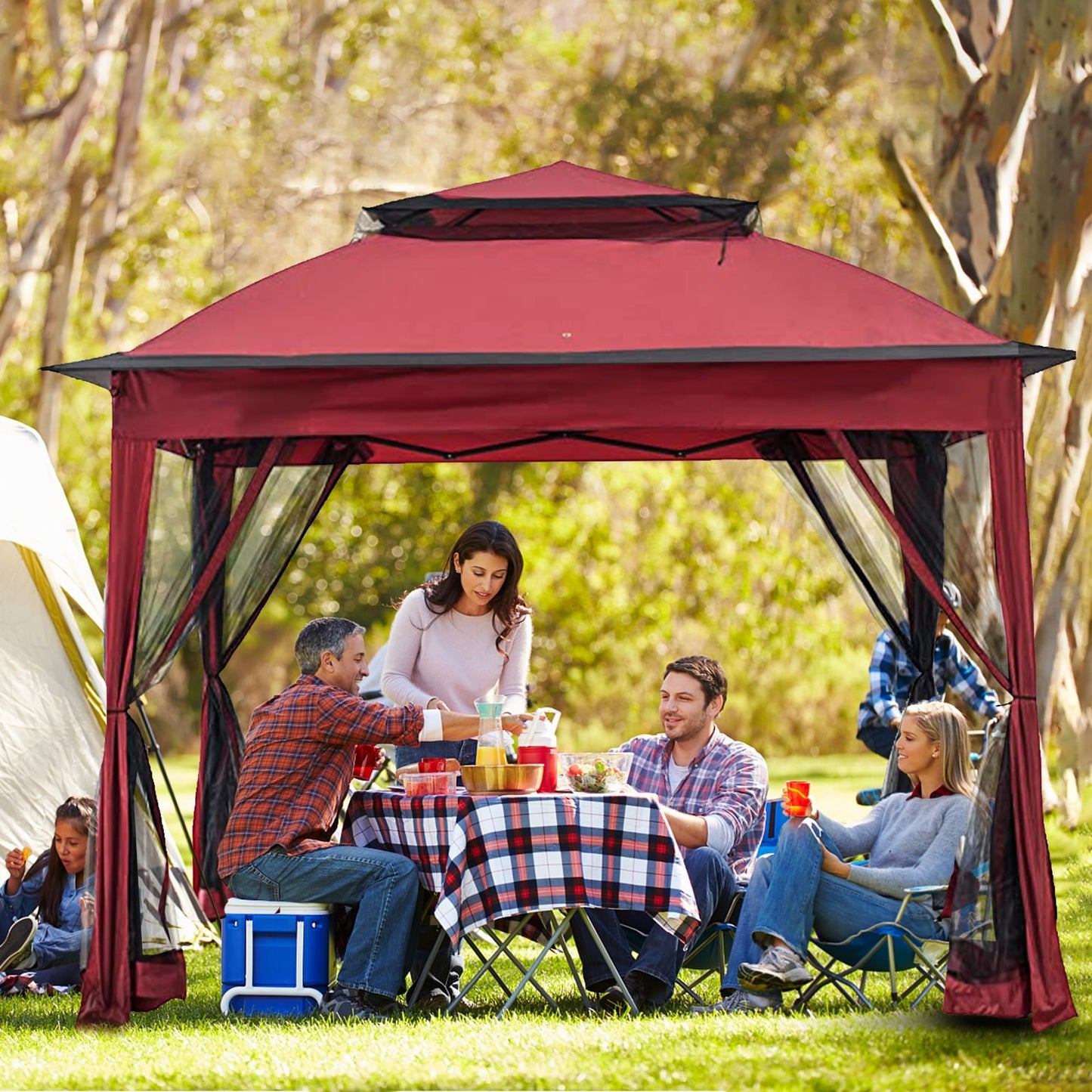 Cozywor 11 ft. x 11 ft. Pop-Up Steel Gazebo with Mosquito Netting