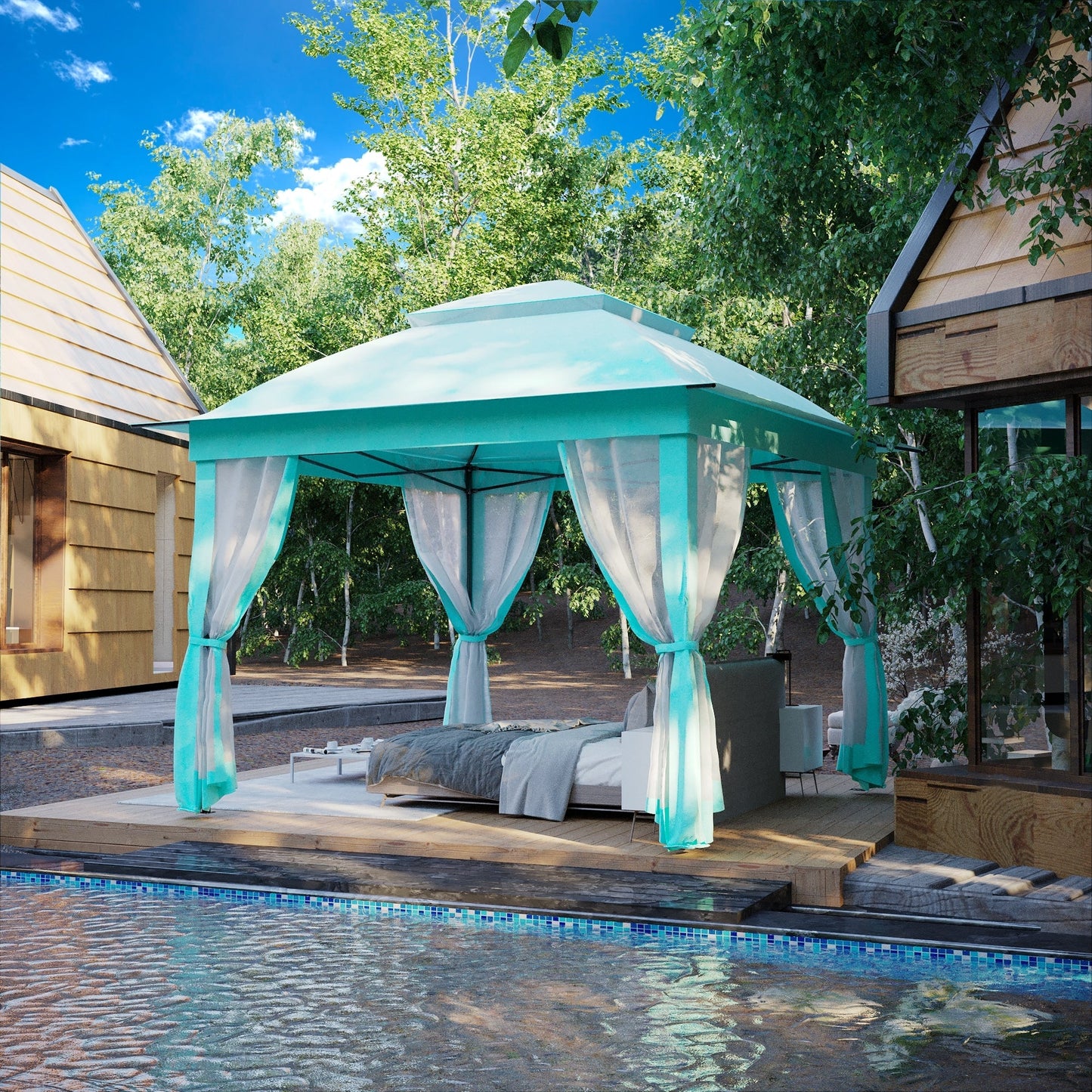 Cozywor 11 ft. x 11 ft. Pop-Up Steel Gazebo with Mosquito Netting