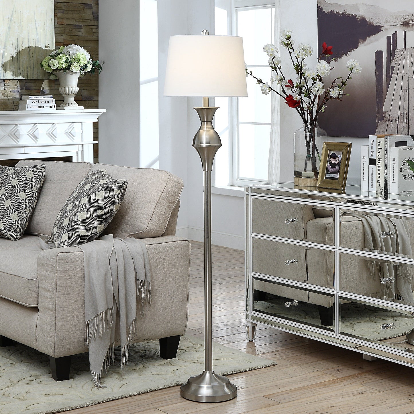 Crestview Collection Murray 60 Silver Metal Floor Lamp - 14x14x60.5
