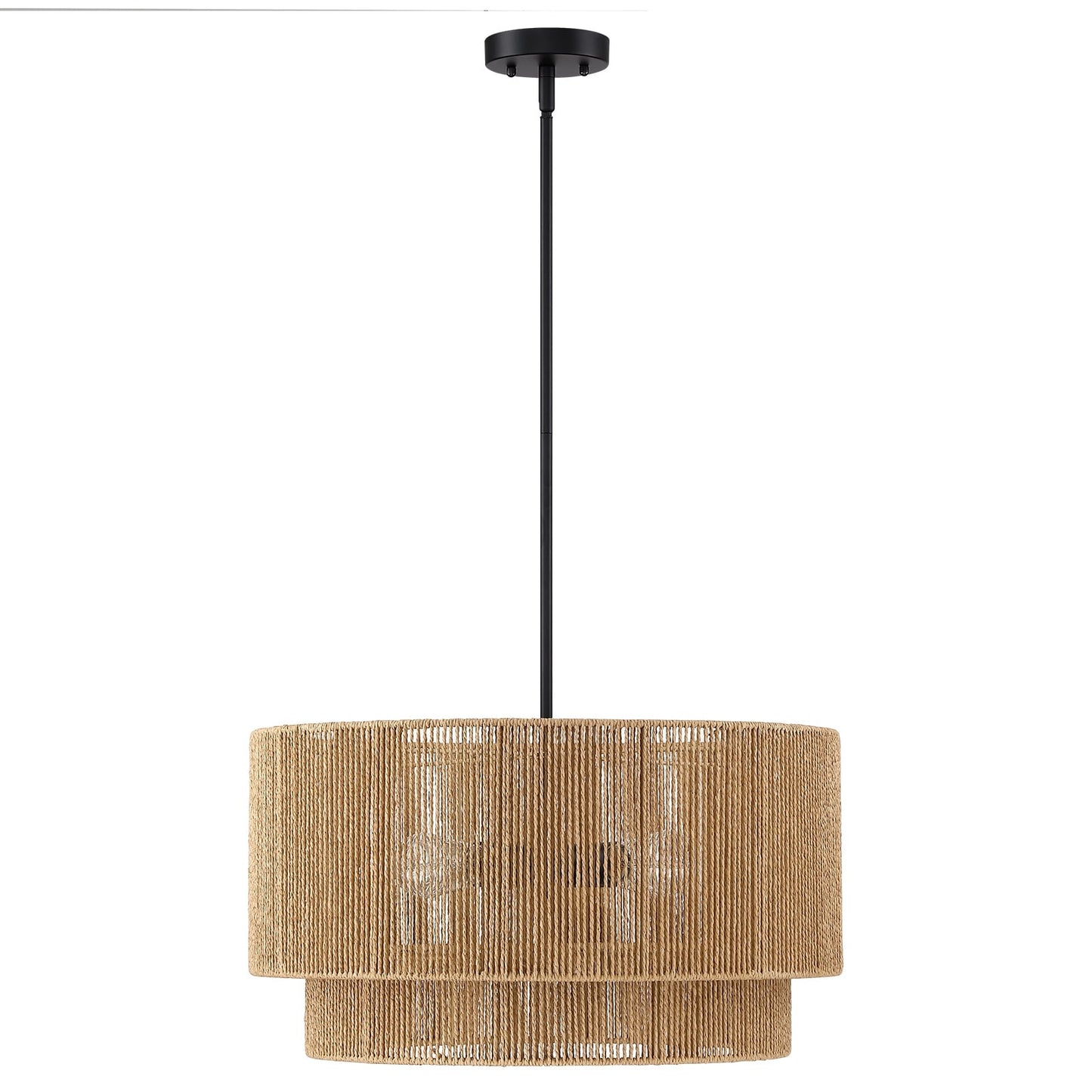 Cynthia 4-Light Natural Rattan Drum Chandelier Light - 22''W