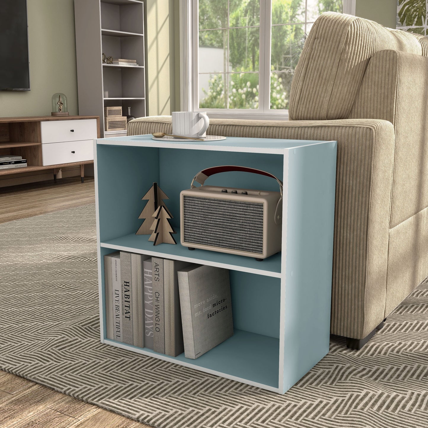 DH BASIC Modern Wood Customizable Stackable Storage Organizer - Cube Shelves, Drawer Cabinet, Bookcase with Doors by Denhour