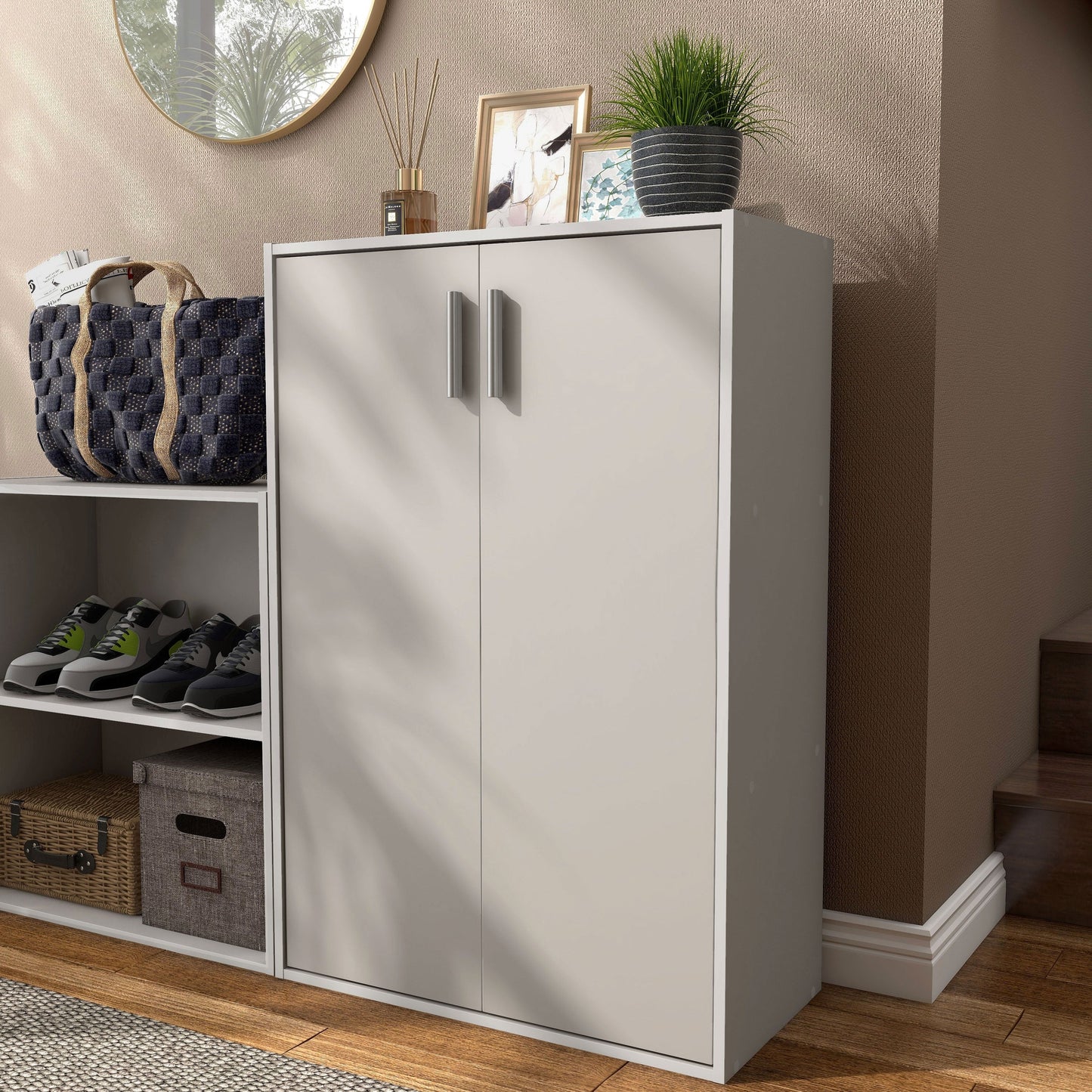 DH BASIC Modern Wood Customizable Stackable Storage Organizer - Cube Shelves, Drawer Cabinet, Bookcase with Doors by Denhour