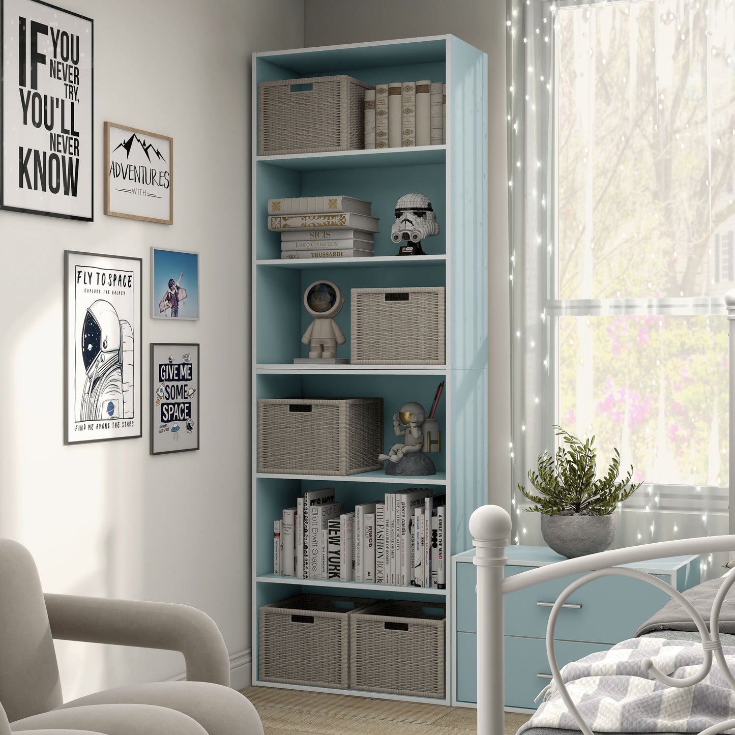 DH BASIC Modern Wood Customizable Stackable Storage Organizer - Cube Shelves, Drawer Cabinet, Bookcase with Doors by Denhour