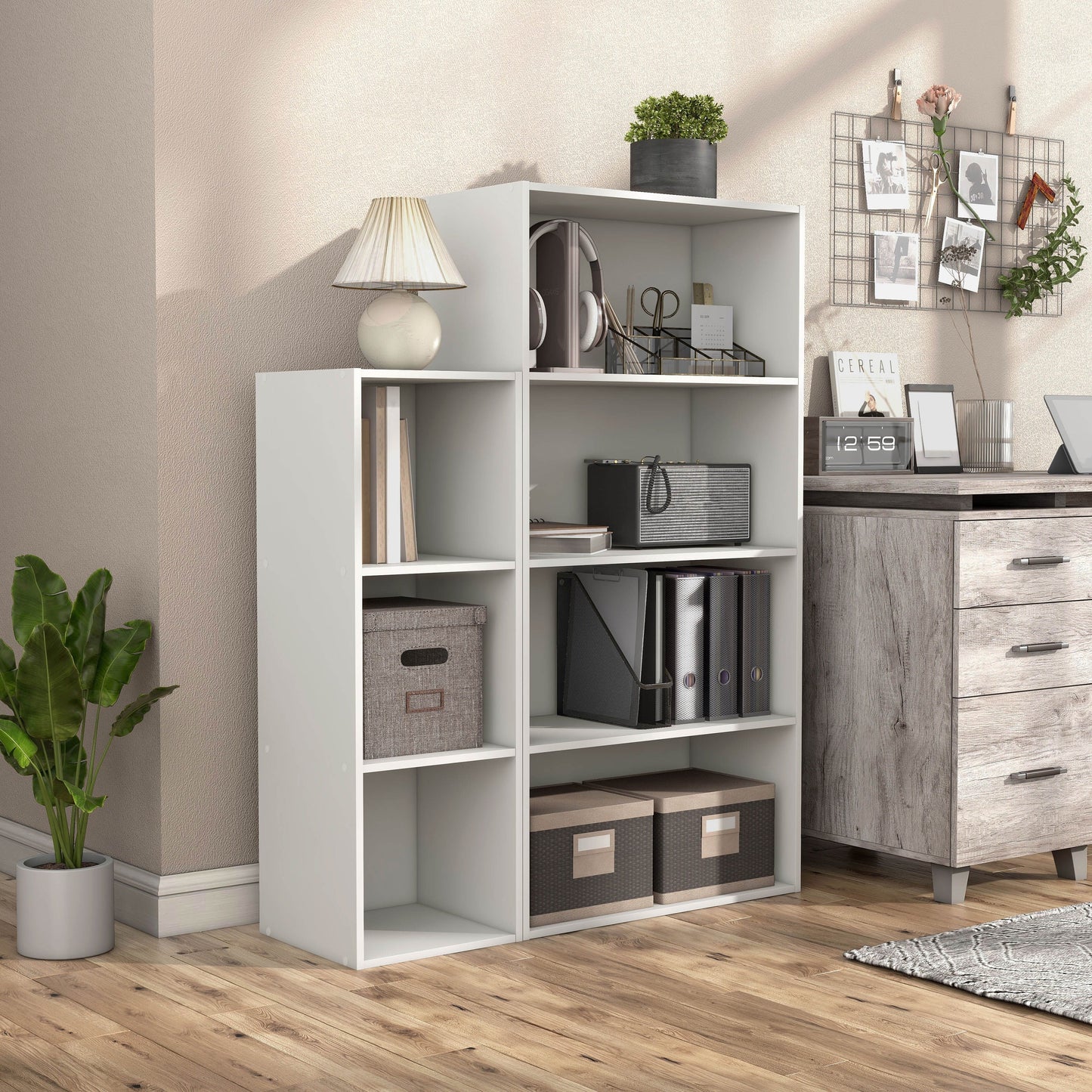 DH BASIC Modern Wood Customizable Stackable Storage Organizer - Cube Shelves, Drawer Cabinet, Bookcase with Doors by Denhour