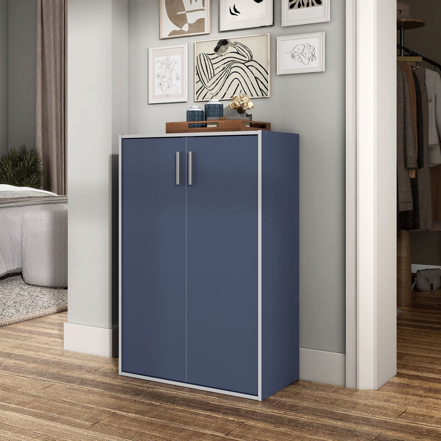 DH BASIC Modern Wood Customizable Stackable Storage Organizer - Cube Shelves, Drawer Cabinet, Bookcase with Doors by Denhour