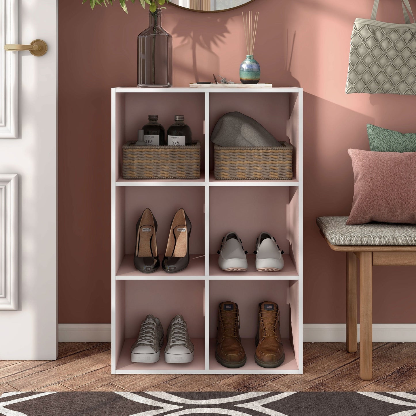 DH BASIC Modern Wood Customizable Stackable Storage Organizer - Cube Shelves, Drawer Cabinet, Bookcase with Doors by Denhour