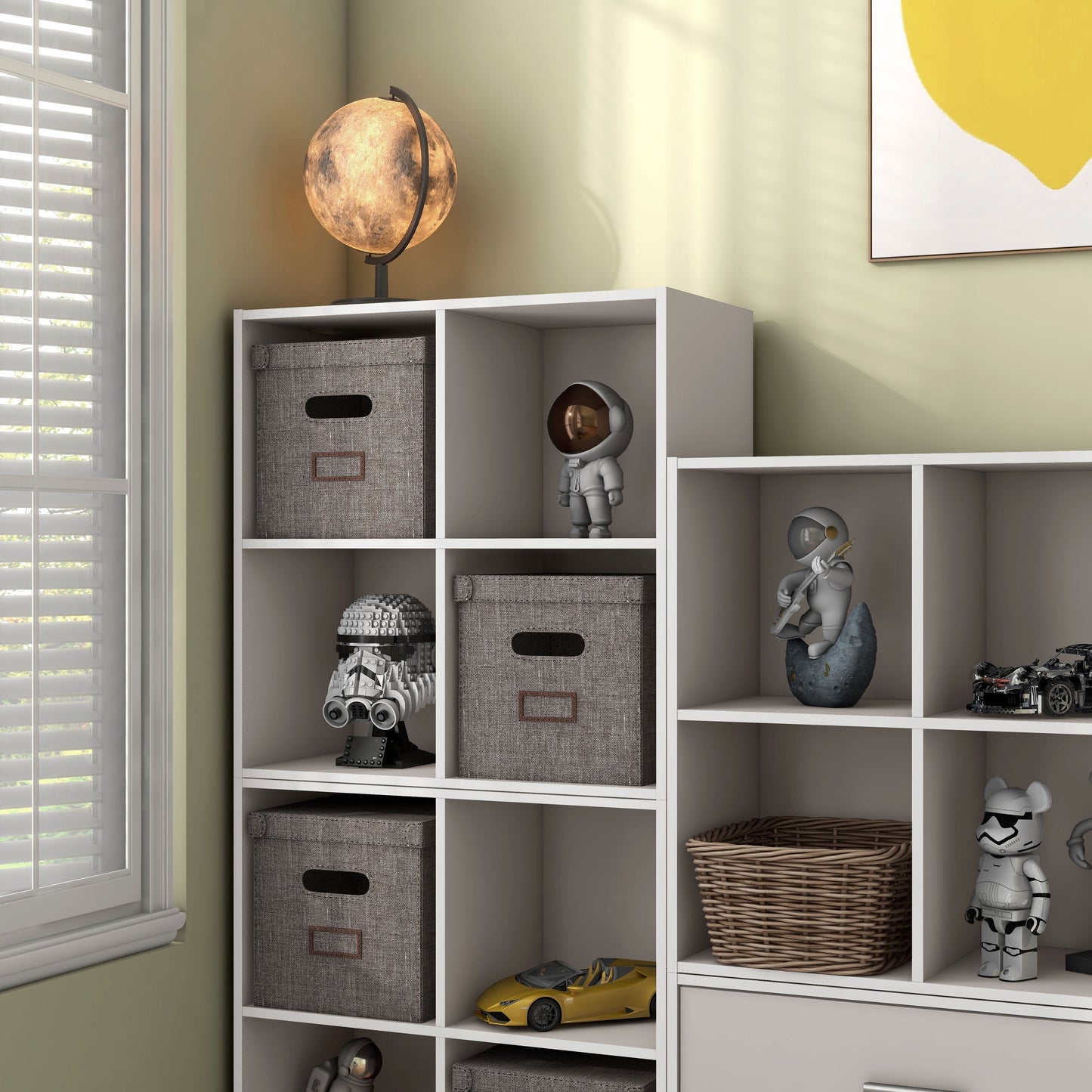 DH BASIC Modern Wood Customizable Stackable Storage Organizer - Cube Shelves, Drawer Cabinet, Bookcase with Doors by Denhour