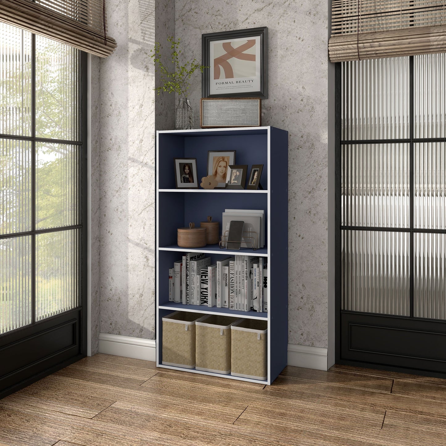 DH BASIC Modern Wood Customizable Stackable Storage Organizer - Cube Shelves, Drawer Cabinet, Bookcase with Doors by Denhour