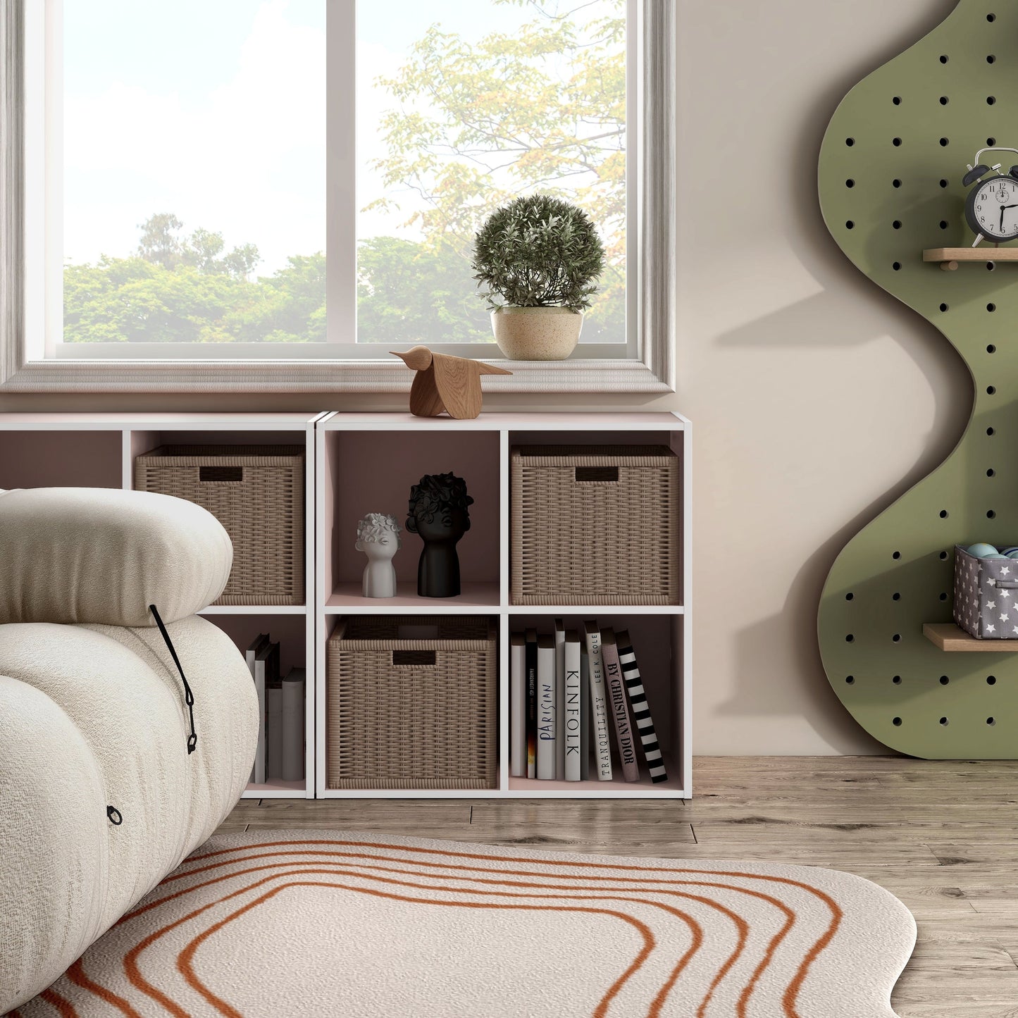 DH BASIC Modern Wood Customizable Stackable Storage Organizer - Cube Shelves, Drawer Cabinet, Bookcase with Doors by Denhour