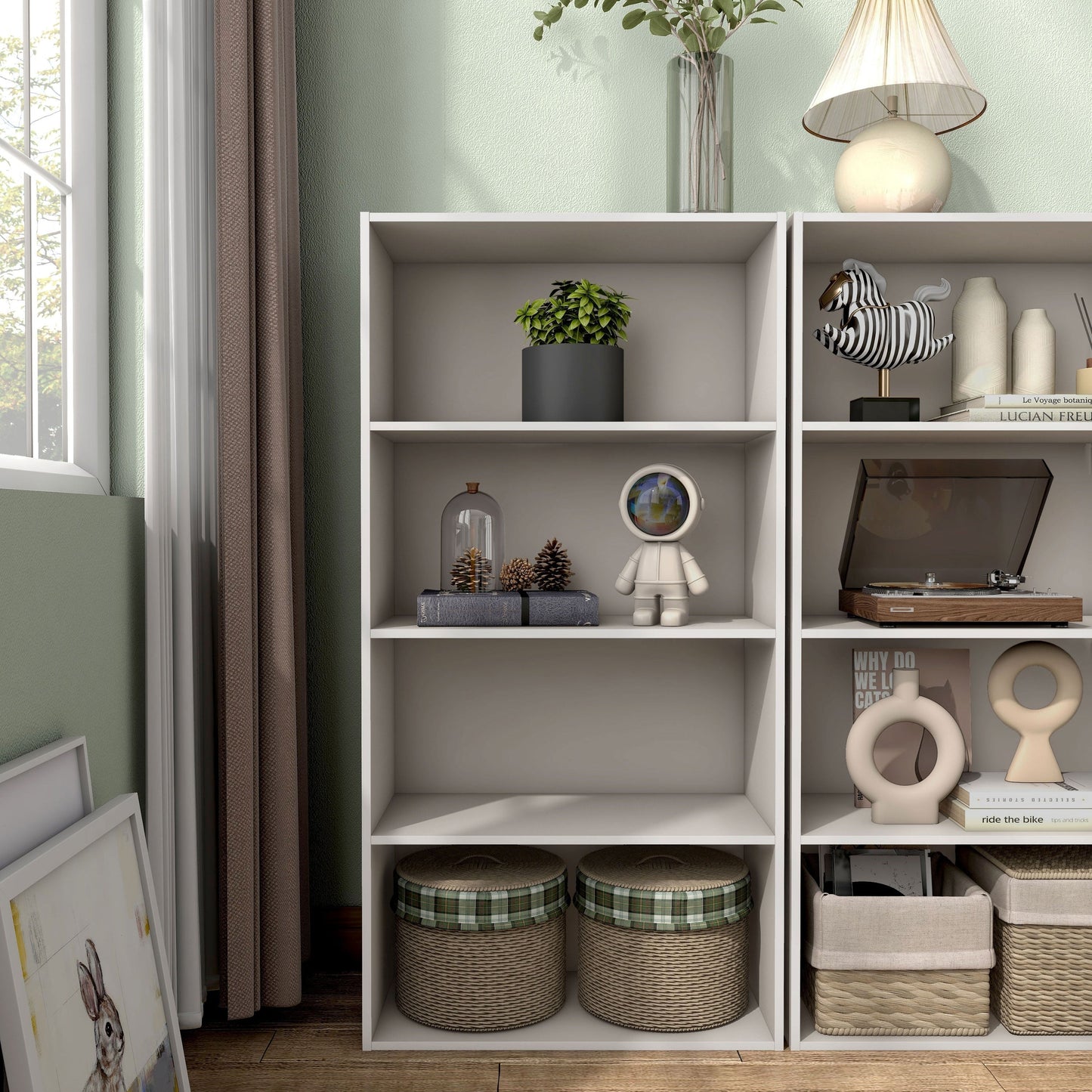 DH BASIC Modern Wood Customizable Stackable Storage Organizer - Cube Shelves, Drawer Cabinet, Bookcase with Doors by Denhour