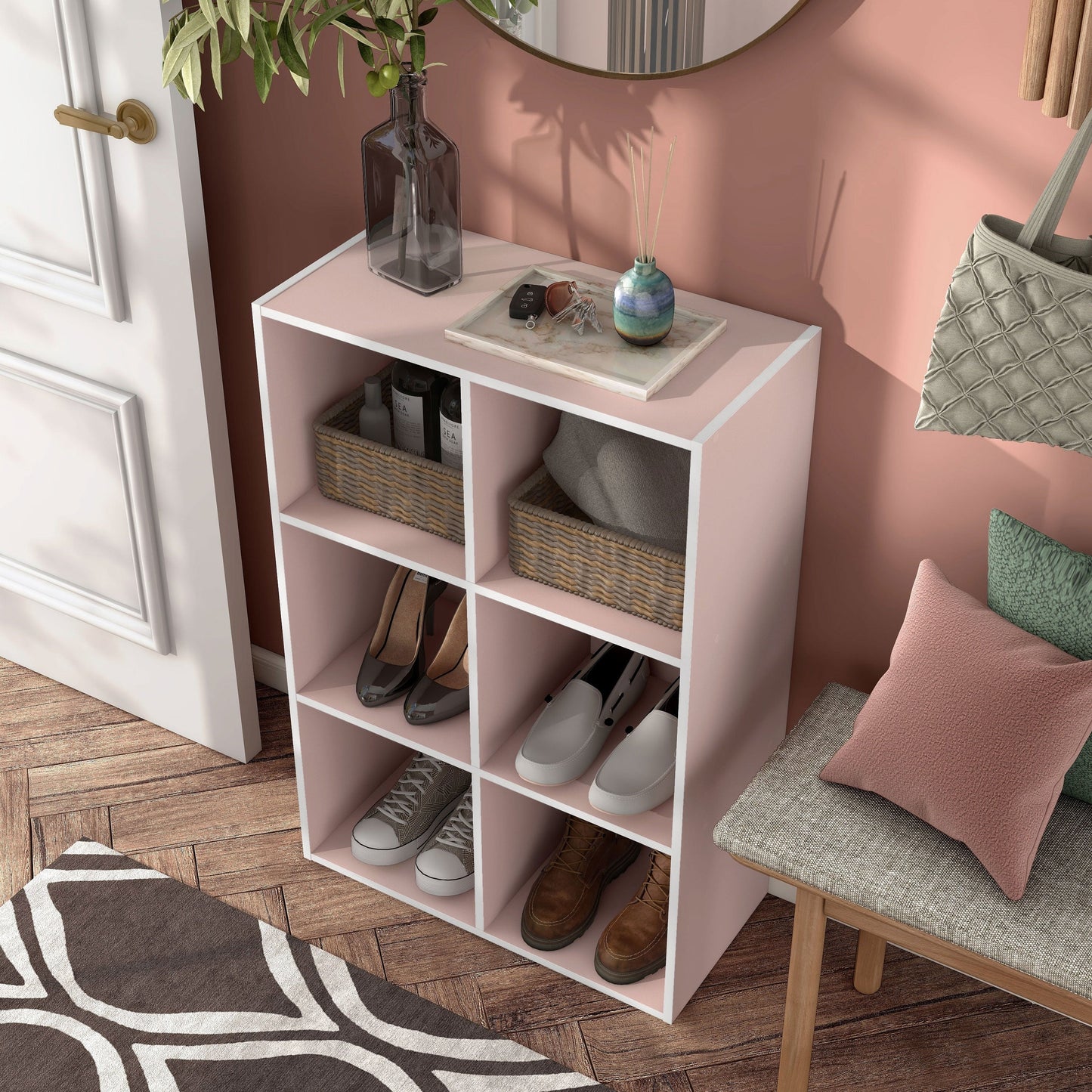 DH BASIC Modern Wood Customizable Stackable Storage Organizer - Cube Shelves, Drawer Cabinet, Bookcase with Doors by Denhour