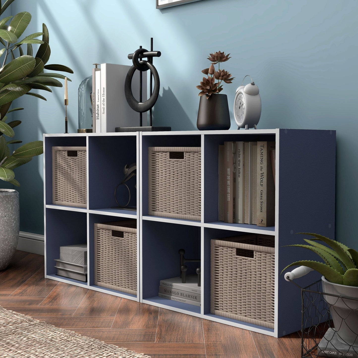 DH BASIC Modern Wood Customizable Stackable Storage Organizer - Cube Shelves, Drawer Cabinet, Bookcase with Doors by Denhour