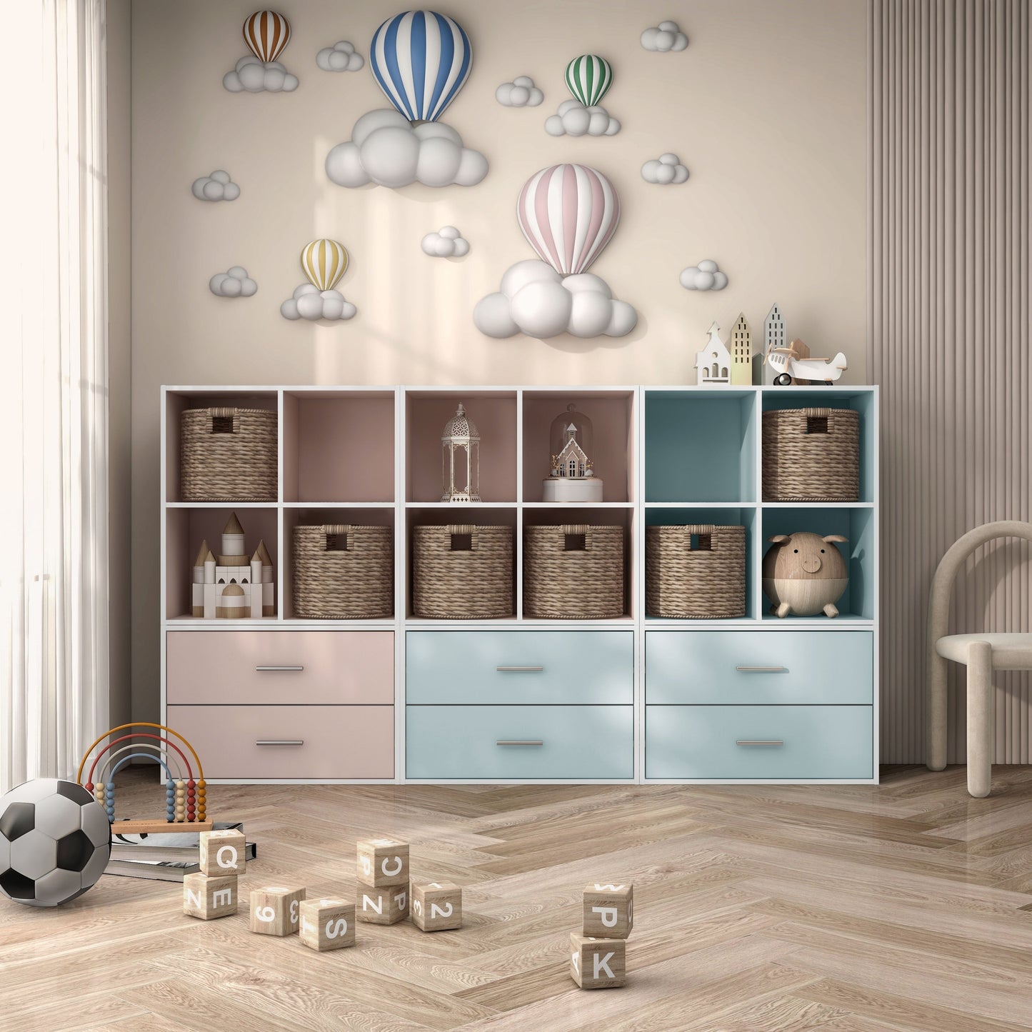 DH BASIC Modern Wood Customizable Stackable Storage Organizer - Cube Shelves, Drawer Cabinet, Bookcase with Doors by Denhour