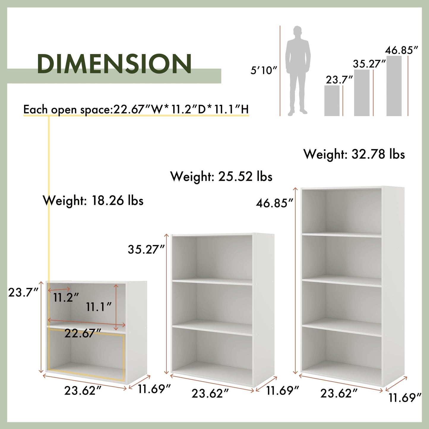 DH BASIC Modern Wood Customizable Stackable Storage Organizer - Cube Shelves, Drawer Cabinet, Bookcase with Doors by Denhour