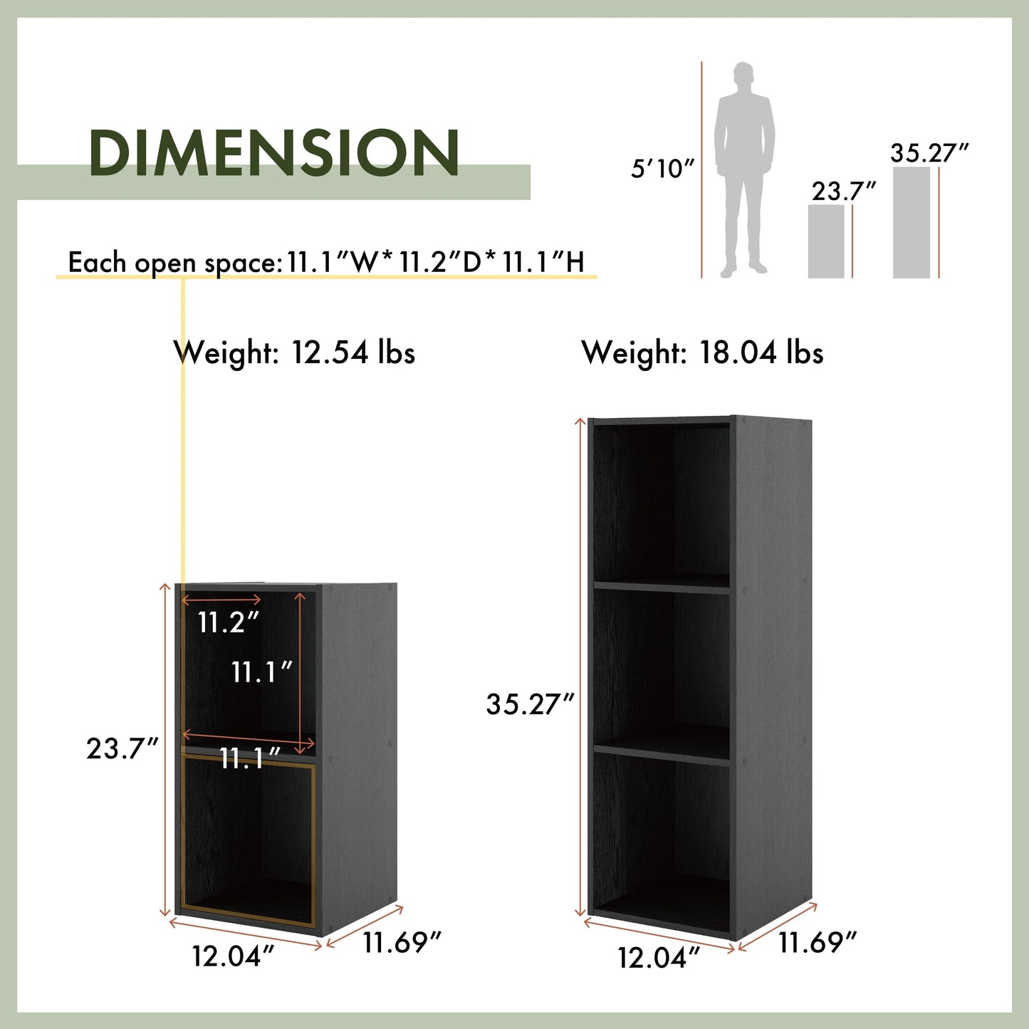 DH BASIC Modern Wood Customizable Stackable Storage Organizer - Cube Shelves, Drawer Cabinet, Bookcase with Doors by Denhour