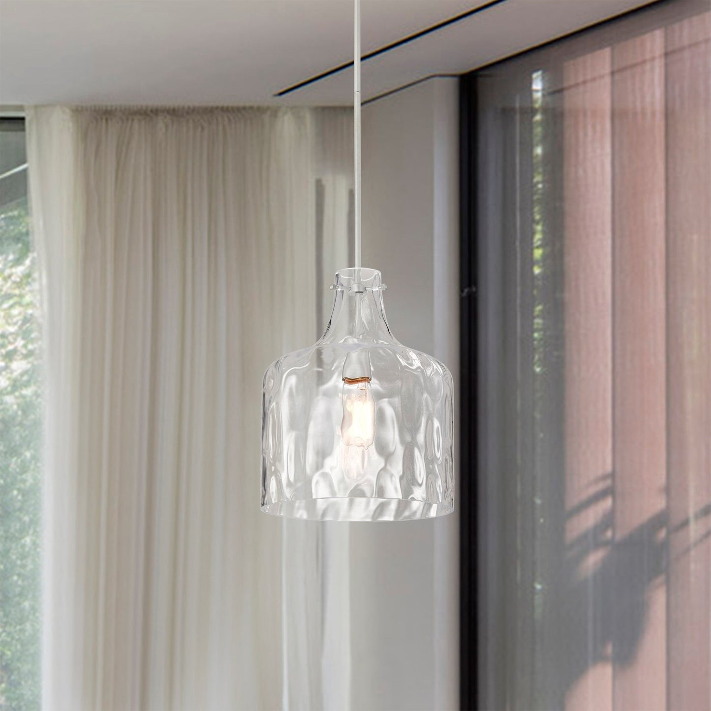 Daelan Clear Dimpled Glass Single Light Pendant Light - 12in