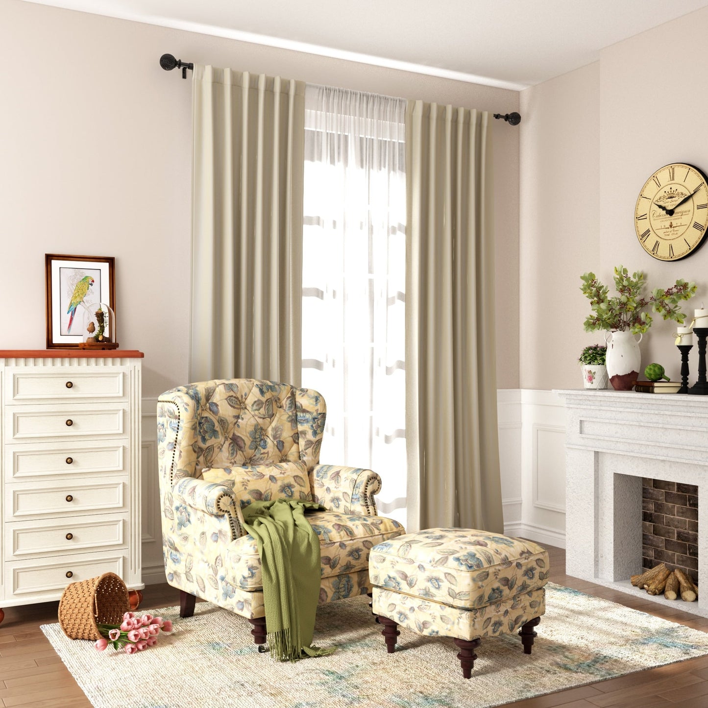 Debuono Black Adjustable Curtain Rod with Final Set