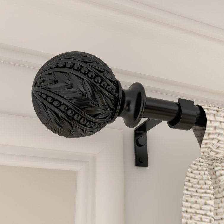 Debuono Black Adjustable Curtain Rod with Final Set