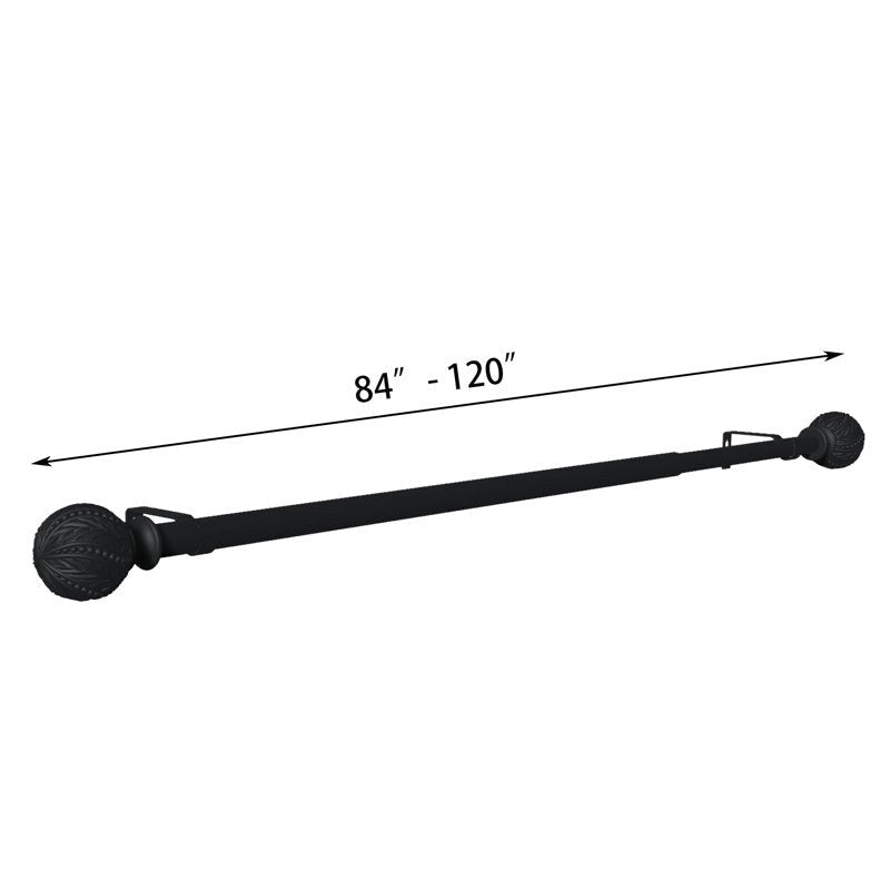Debuono Black Adjustable Curtain Rod with Final Set