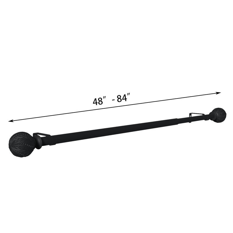 Debuono Black Adjustable Curtain Rod with Final Set