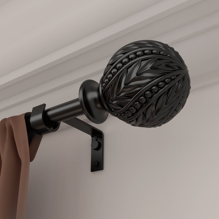 Debuono Black Adjustable Curtain Rod with Final Set