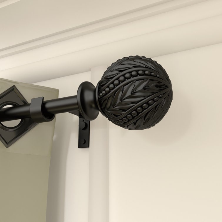Debuono Black Adjustable Curtain Rod with Final Set