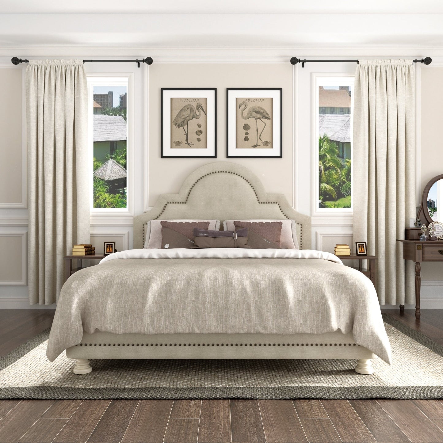 Debuono Black Adjustable Curtain Rod with Final Set