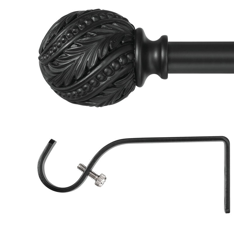 Debuono Black Adjustable Curtain Rod with Final Set