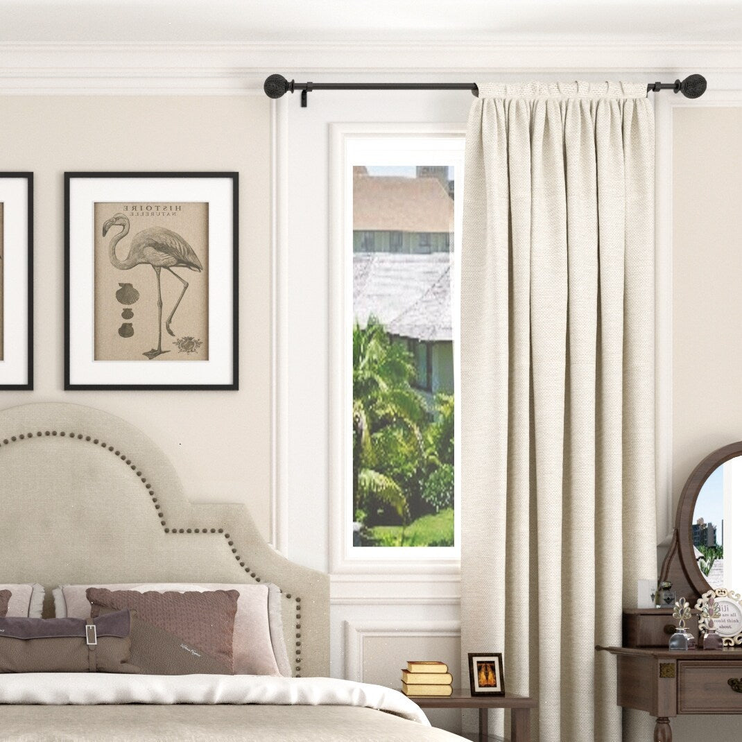Debuono Black Adjustable Curtain Rod with Final Set