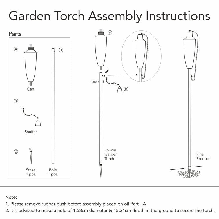 Deco Home Set of 4 Garden Tiki Torch Citronella Metal Outdoor Torch - 60inch