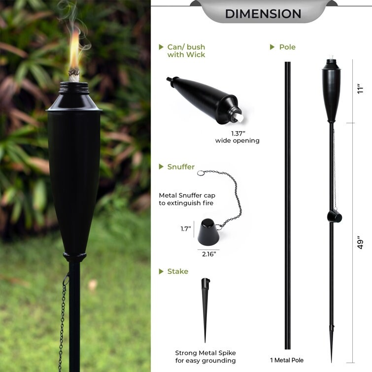 Deco Home Set of 4 Garden Tiki Torch Citronella Metal Outdoor Torch - 60inch