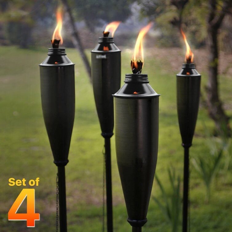 Deco Home Set of 4 Garden Tiki Torch Citronella Metal Outdoor Torch - 60inch