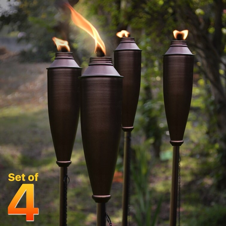 Deco Home Set of 4 Garden Tiki Torch Citronella Metal Outdoor Torch - 60inch
