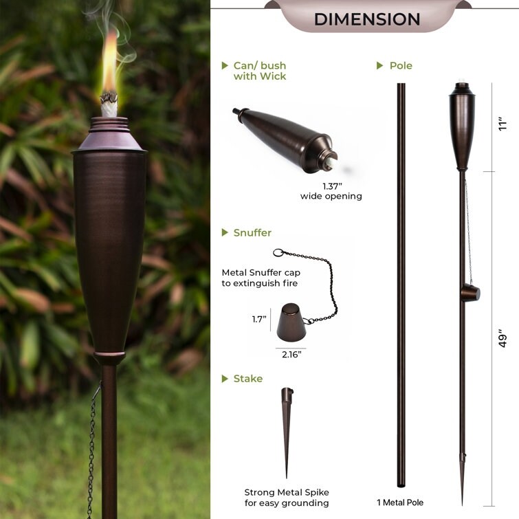 Deco Home Set of 4 Garden Tiki Torch Citronella Metal Outdoor Torch - 60inch