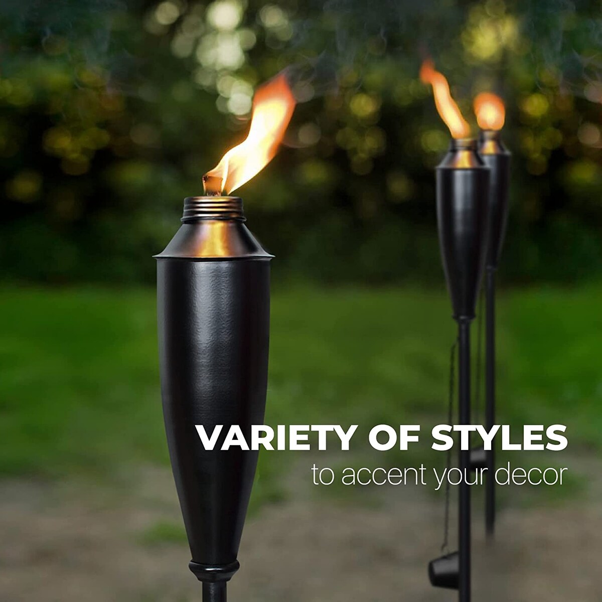 Deco Home Set of 4 Garden Tiki Torch Citronella Metal Outdoor Torch - 60inch