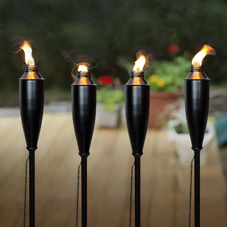 Deco Home Set of 4 Garden Tiki Torch Citronella Metal Outdoor Torch - 60inch