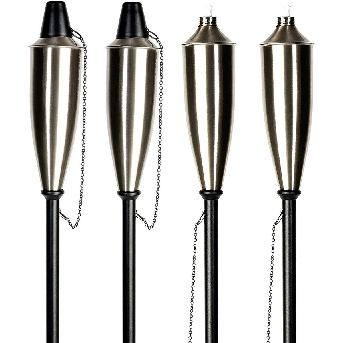 Deco Home Set of 4 Garden Tiki Torch Citronella Metal Outdoor Torch - 60inch