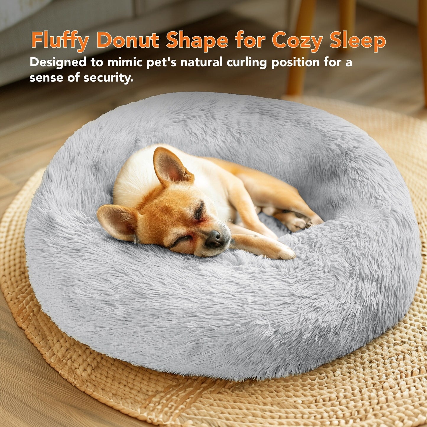 Deconovo Calming Donut Pet Bed OEKO-TEX Plush Washable