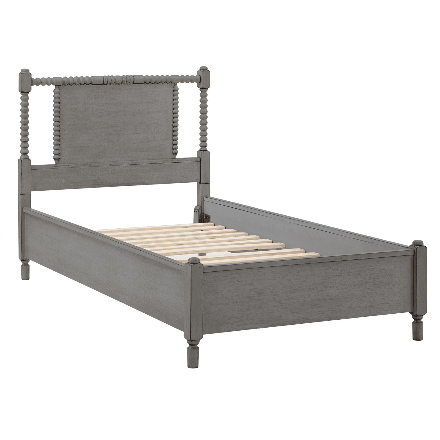 Demetria Antique Finish Beaded Wood Platform Twin Size Bed by iNSPIRE Q Classic