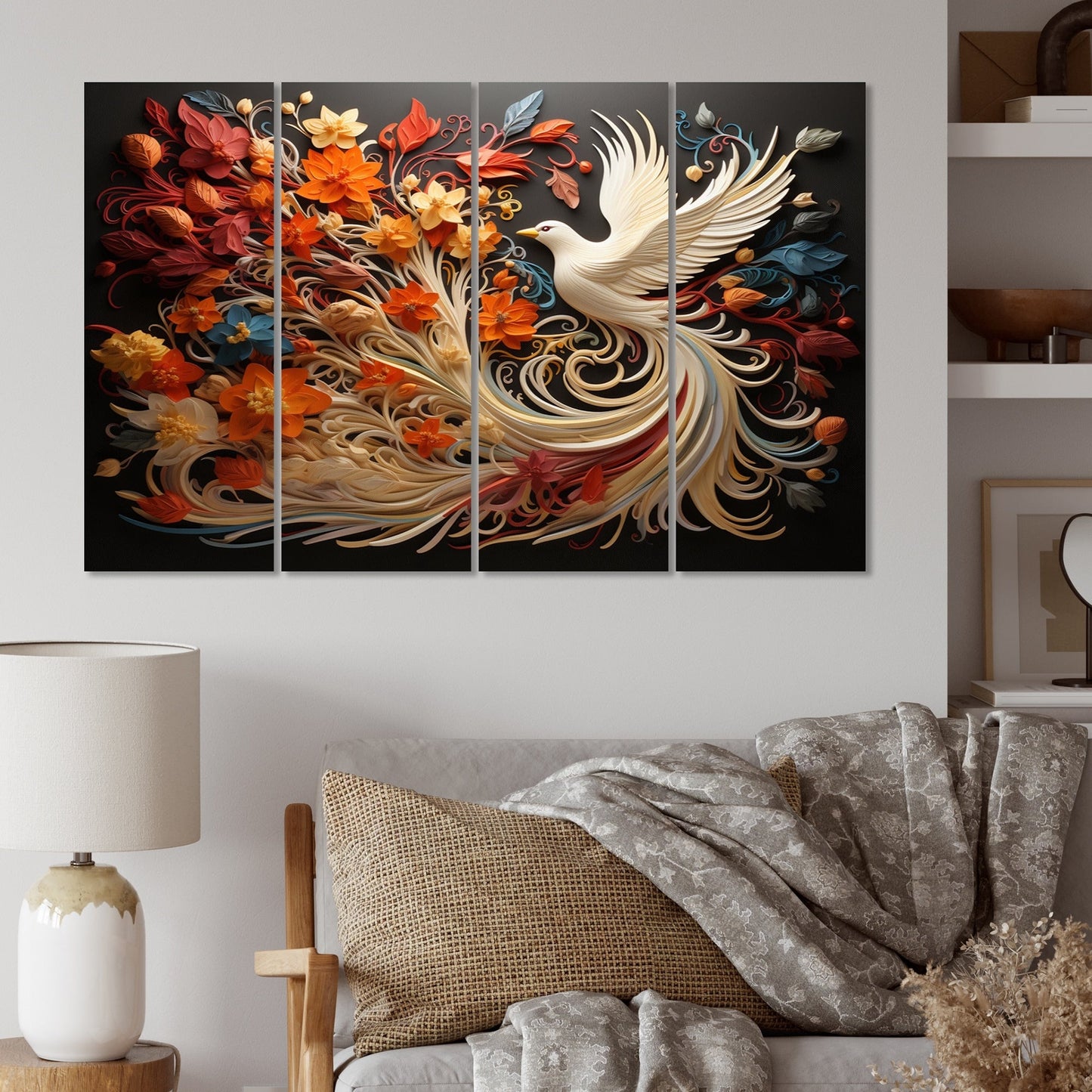 Designart Christianity Pentecost Fire Spiritual Multipanel Wall Art Living Room set