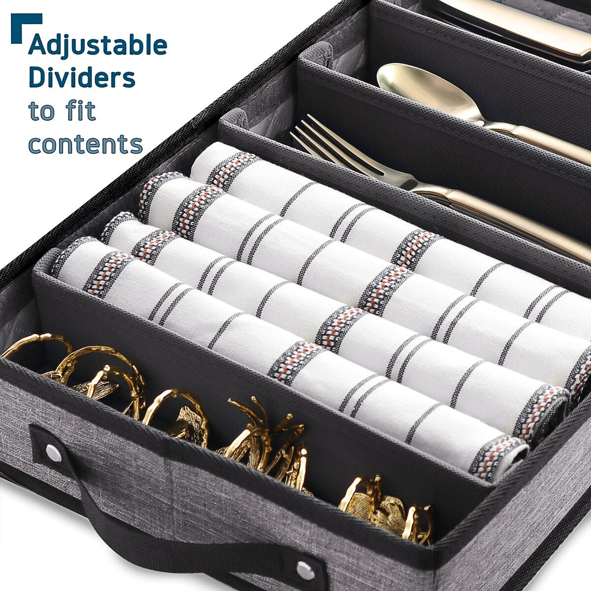 StorageBud Dinnerware Storage Containers - Stackable Holders for Plates, Cups, Flatware, Stemware, & Platter Sets