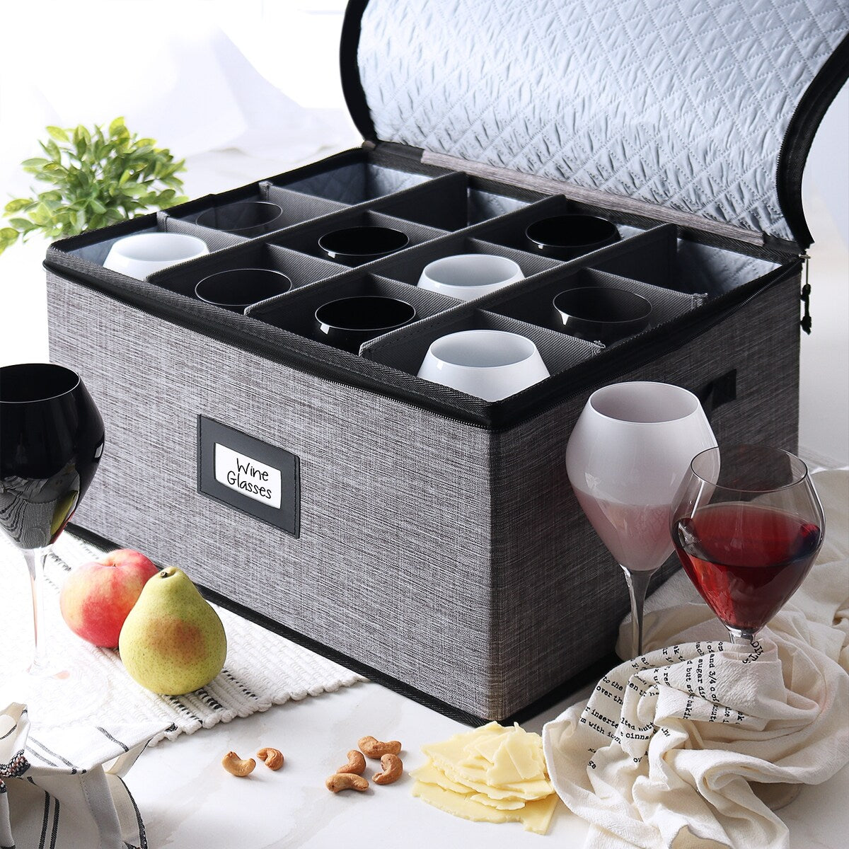 StorageBud Dinnerware Storage Containers - Stackable Holders for Plates, Cups, Flatware, Stemware, & Platter Sets
