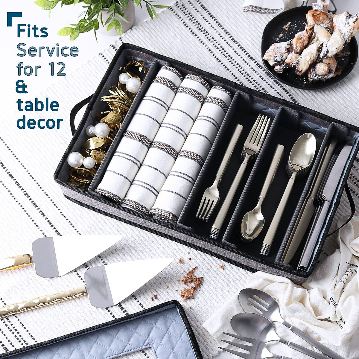 StorageBud Dinnerware Storage Containers - Stackable Holders for Plates, Cups, Flatware, Stemware, & Platter Sets