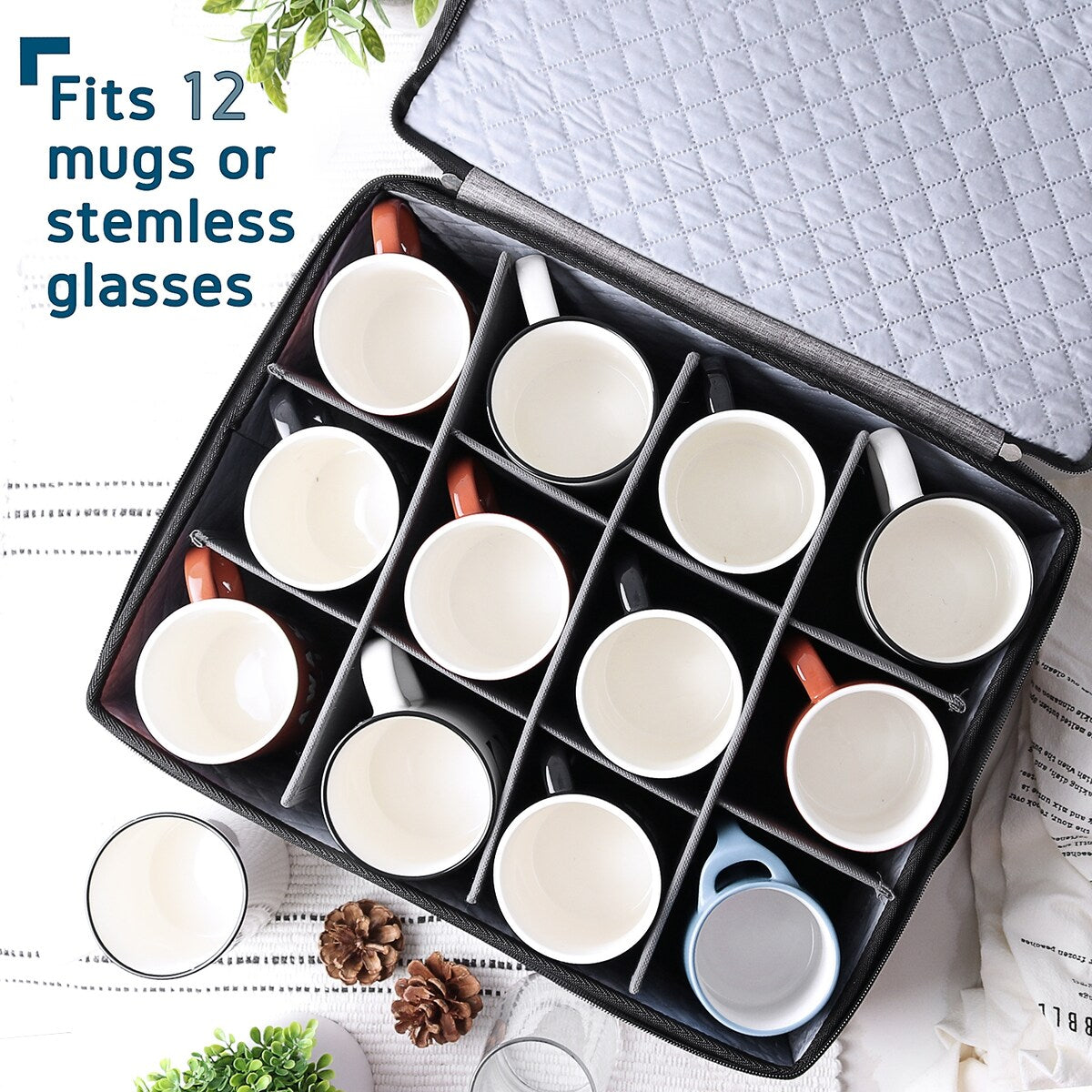 StorageBud Dinnerware Storage Containers - Stackable Holders for Plates, Cups, Flatware, Stemware, & Platter Sets