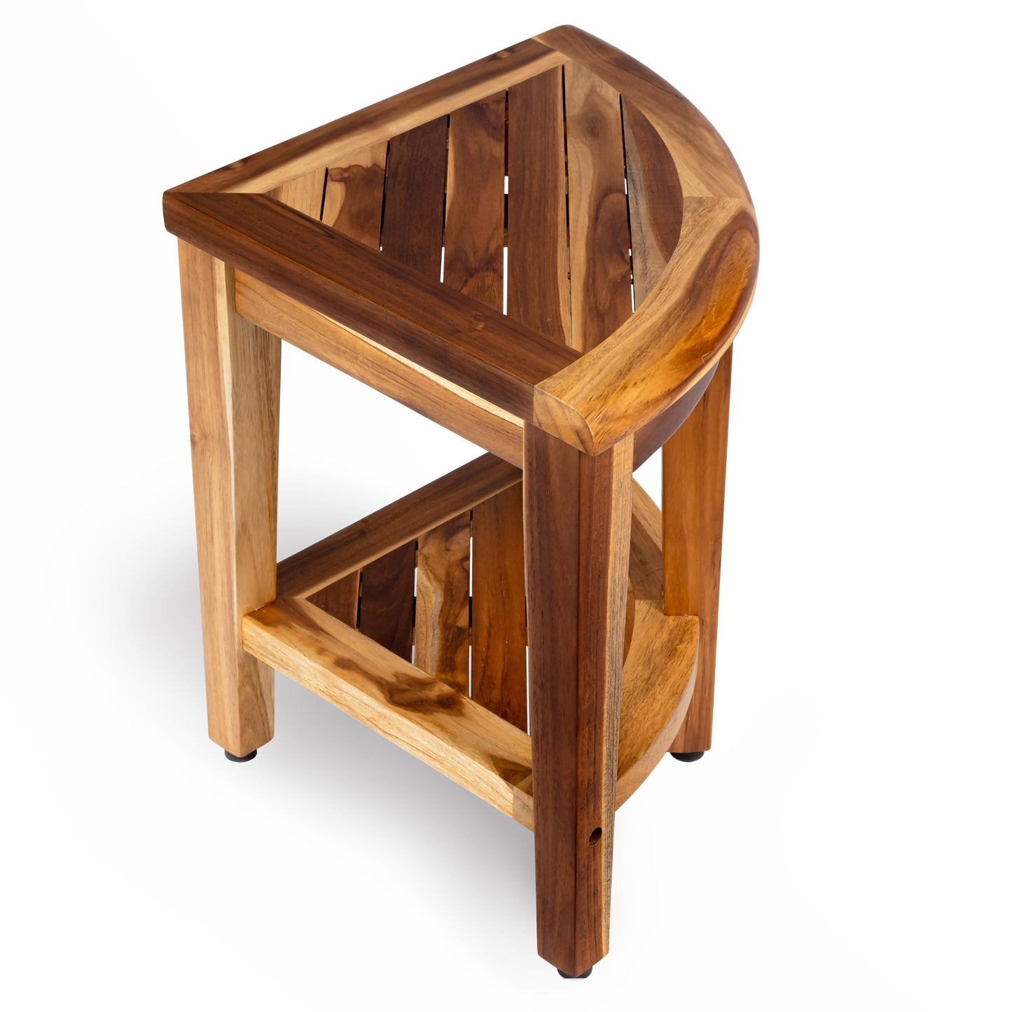 EcoDecors, Snazzy Corner, Teak Shower Bench, Teak Shower Stool, Corner Shower Stool, Teak Corner Shower Bench, With Shelf